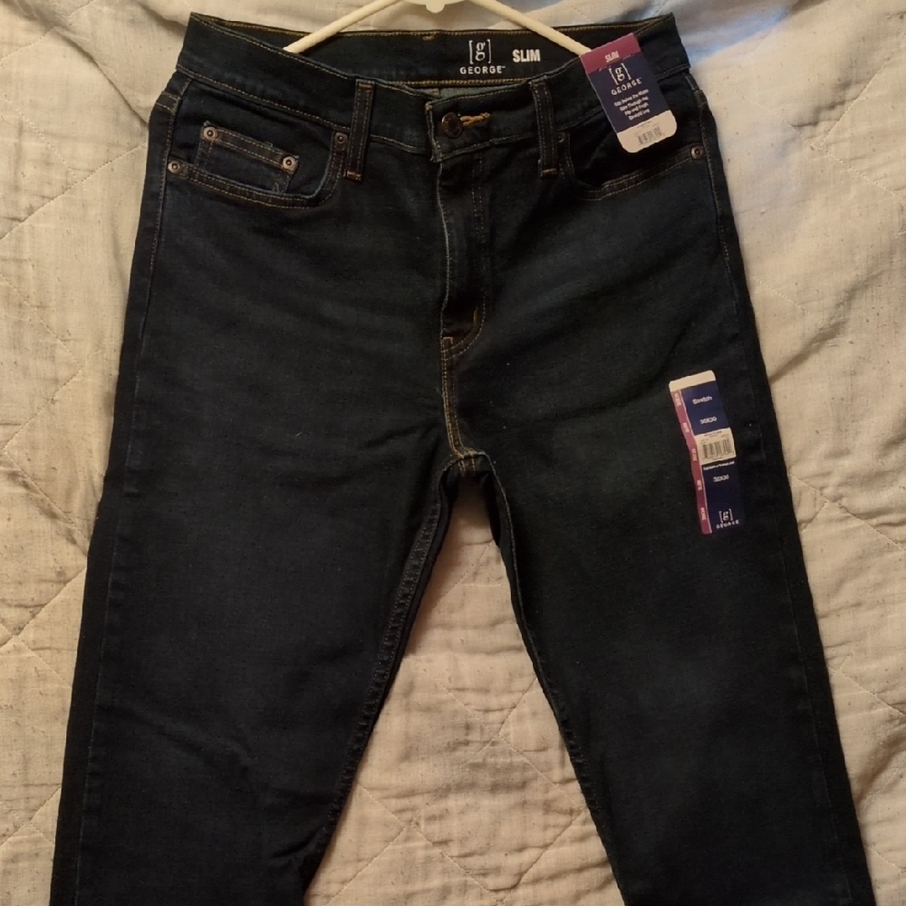 Mens George Dark Wash Slim Jeans NWT